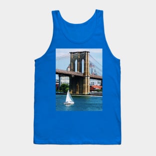 Manhattan NY - Sailboat by the Brooklyn Bridge Tank Top